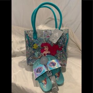 Disney “ Little Mermaid “ Bag and Beach Sandals Set